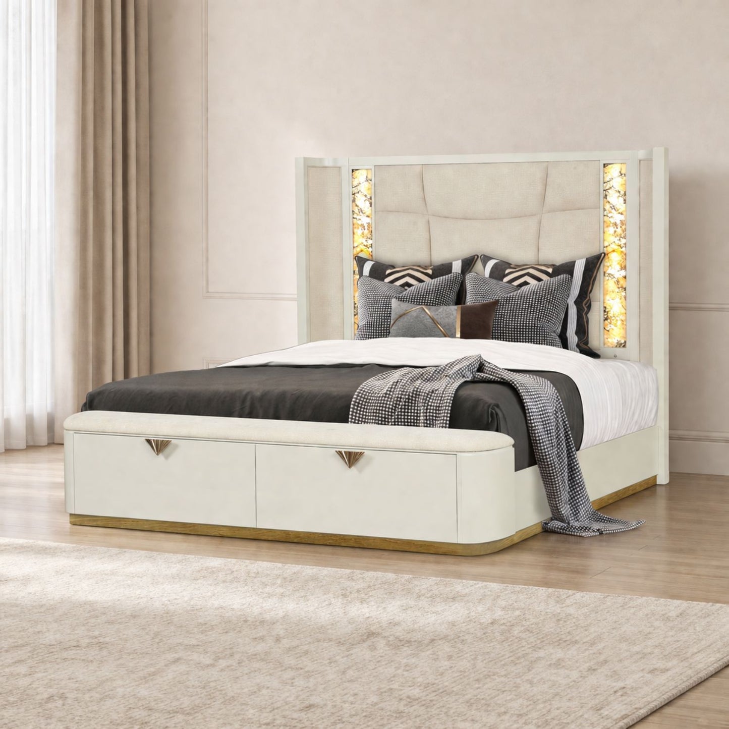 La Pierre - Bedroom Set With Upholstered LED Bed