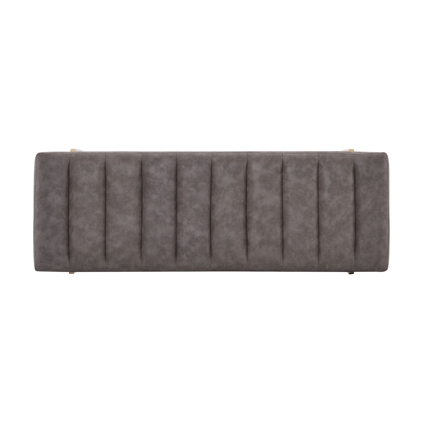 Thorian - Luxury Upholstered Ottoman Bench With Channel Tufting And Metal Base - Gold / Gray