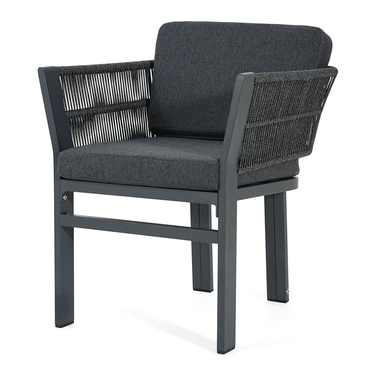 7 Piece Outdoor Dining Set With Table And 6 Chairs - Black / Teak / Gray
