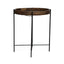 Modern Industrial Round End Table With Tray Top And Foldable Iron Legs - Natural