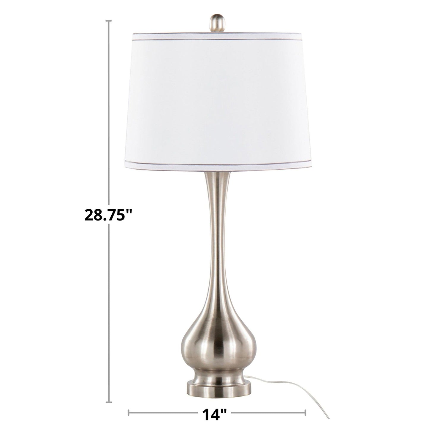 Cairo - Contemporary Table Lamp (Set of 2) - Nickel / White / Silver Trim