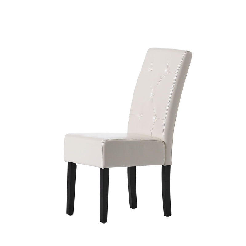 Carter - Silla de comedor 5 Tuft con respaldo capitoné y patas color espresso - Marfil