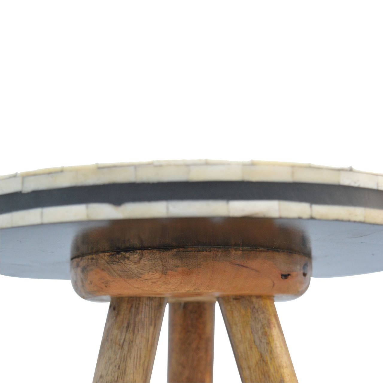 Inlay Bone Tripod Stool - Beige / White