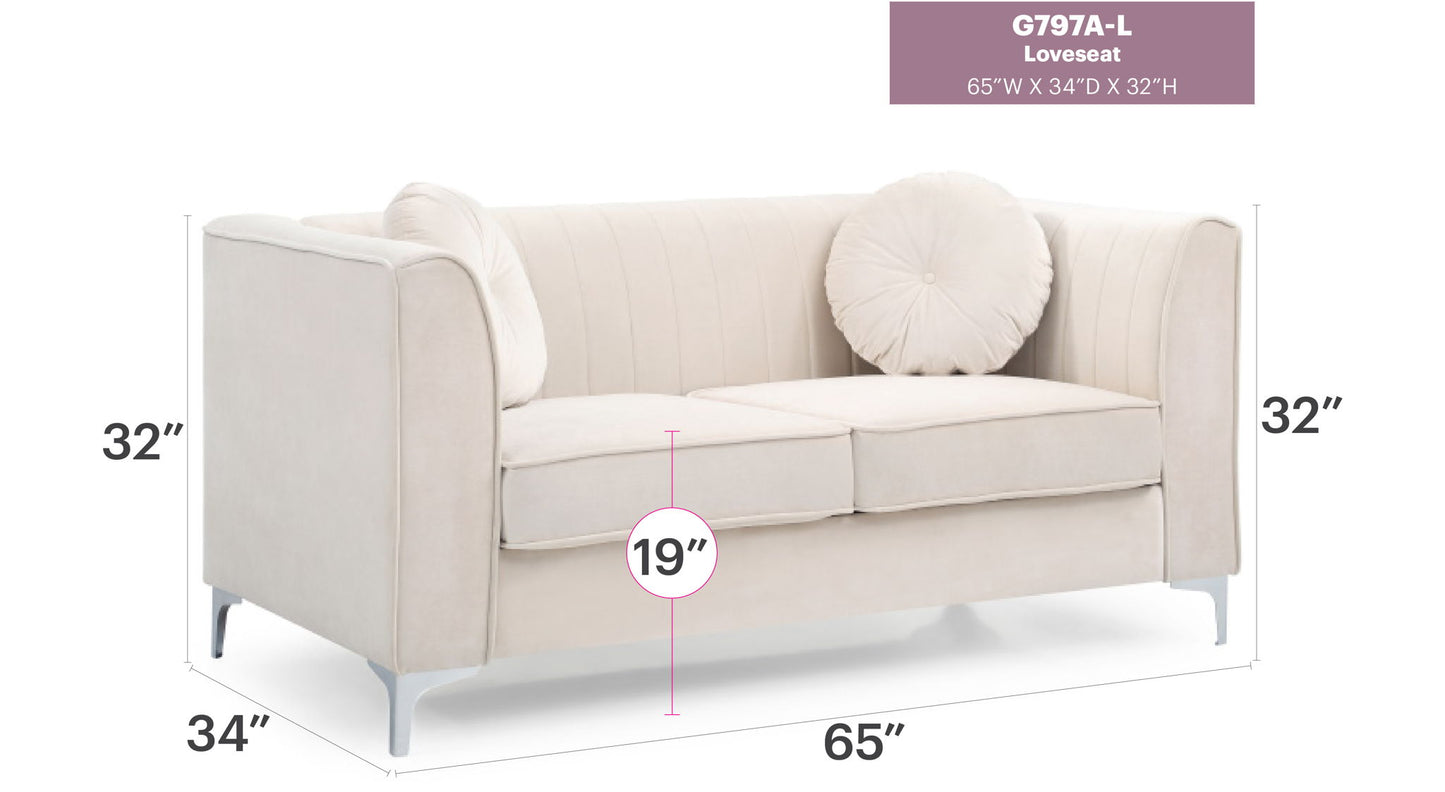 Glam Styled Micro Suede Loveseat