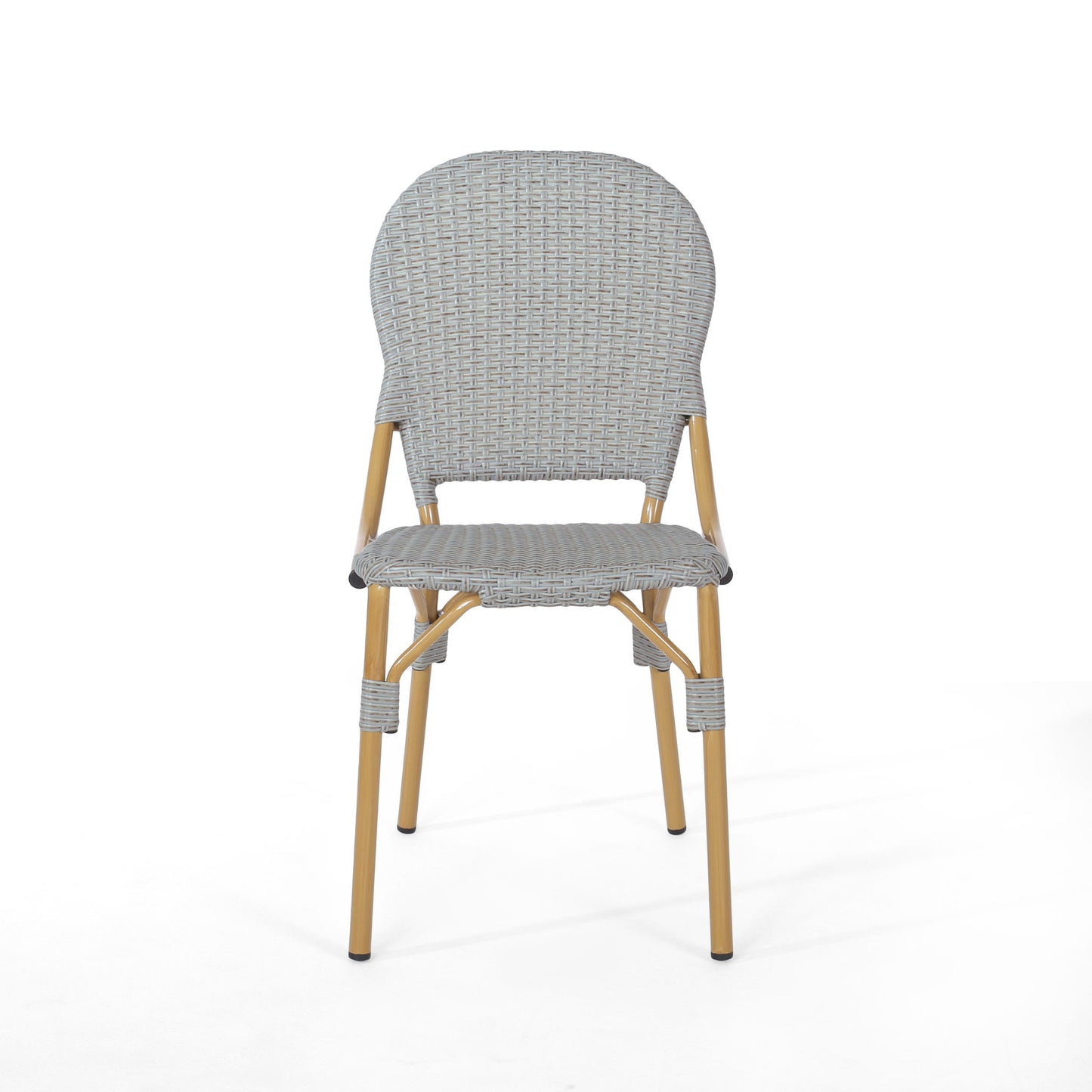 Outdoor Rattan And Aluminum Armless French Bistro Chairs (Set of 2) - Dark Gray
