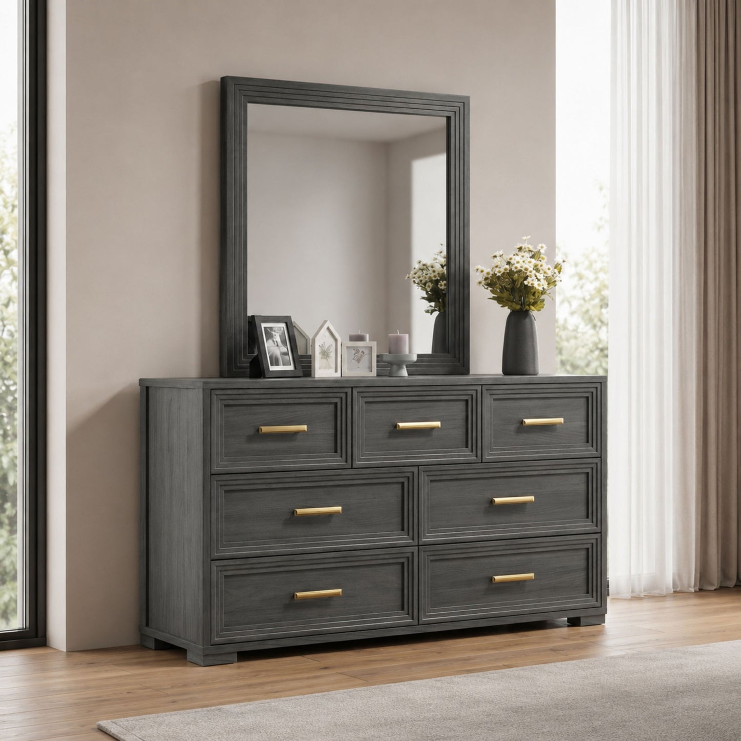 Colorado - Square Mirror (Dresser Not Included) - Charcoal
