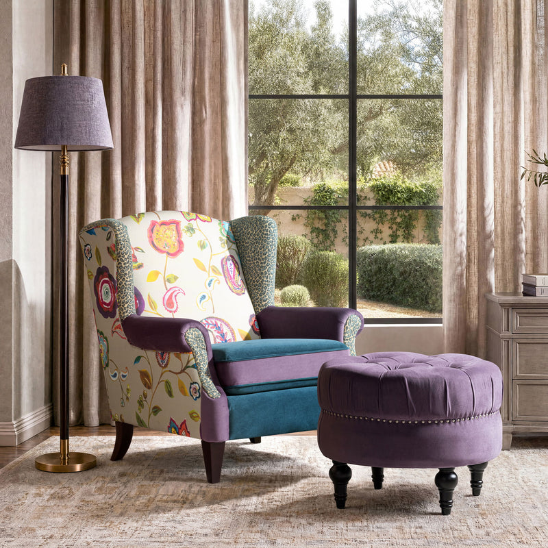Anya - Sillón con reposabrazos decorativo tipo butaca de estilo bohemio chic