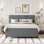 Upholstered Platform Bed With Brick Pattern Headboard And Twin Long Size Trundle