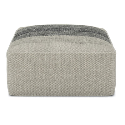 Sabella - Square Woven Outdoor / Indoor Pouf - Gray / White