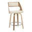 Cecina - Mid-Century Modern Fixed Height Counter Stool With Swivel With Round Footrest (Set of 2) - Zebra / Cream