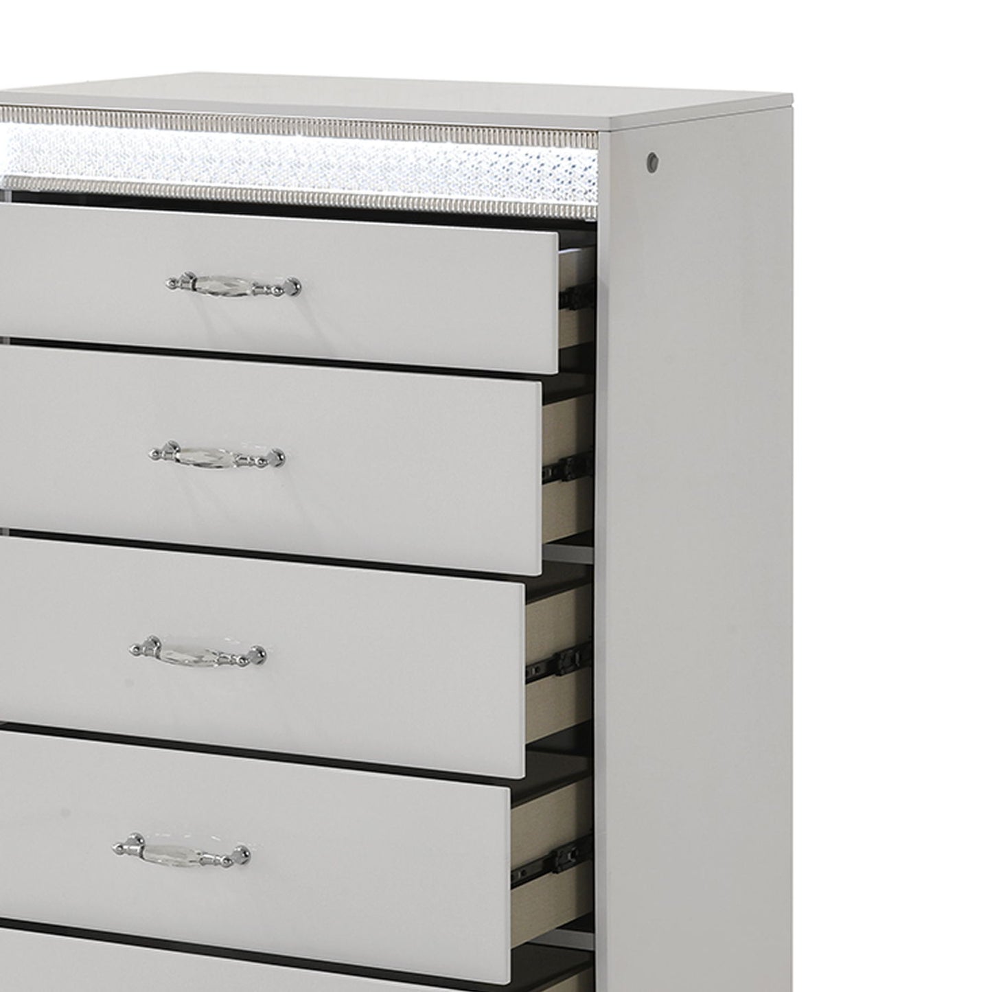 Glam - 5 Drawer Chest & LED Lighting - White
