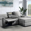 Destiny - Linen Sectional Sofa With Dropdown Table - Gray