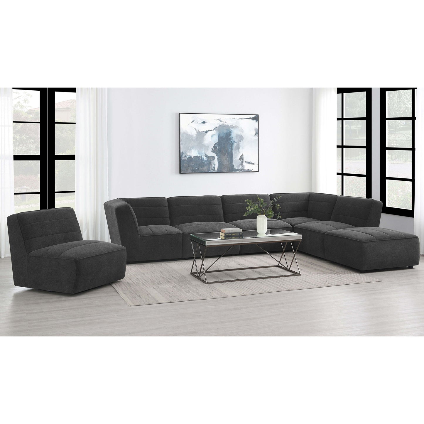 Ortega - Upholstered Armless Chair - Charcoal