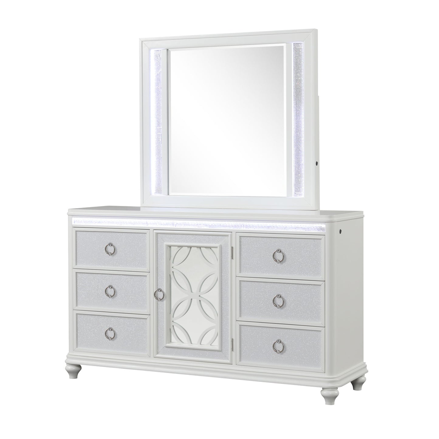 Abigale - Mirror For Dresser Top Made With LED (Includes Only Mirror) - White