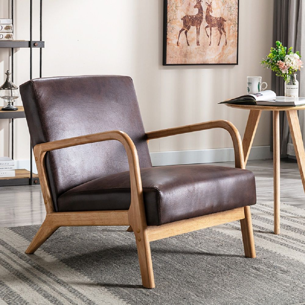 Open Framed Armchair With Cushioning Brown - Dark Brown