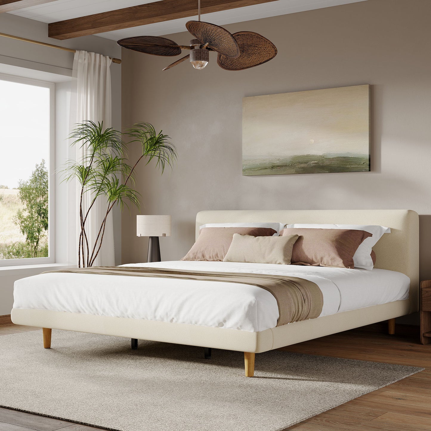 Chunky - California King Bed Frame - Beige