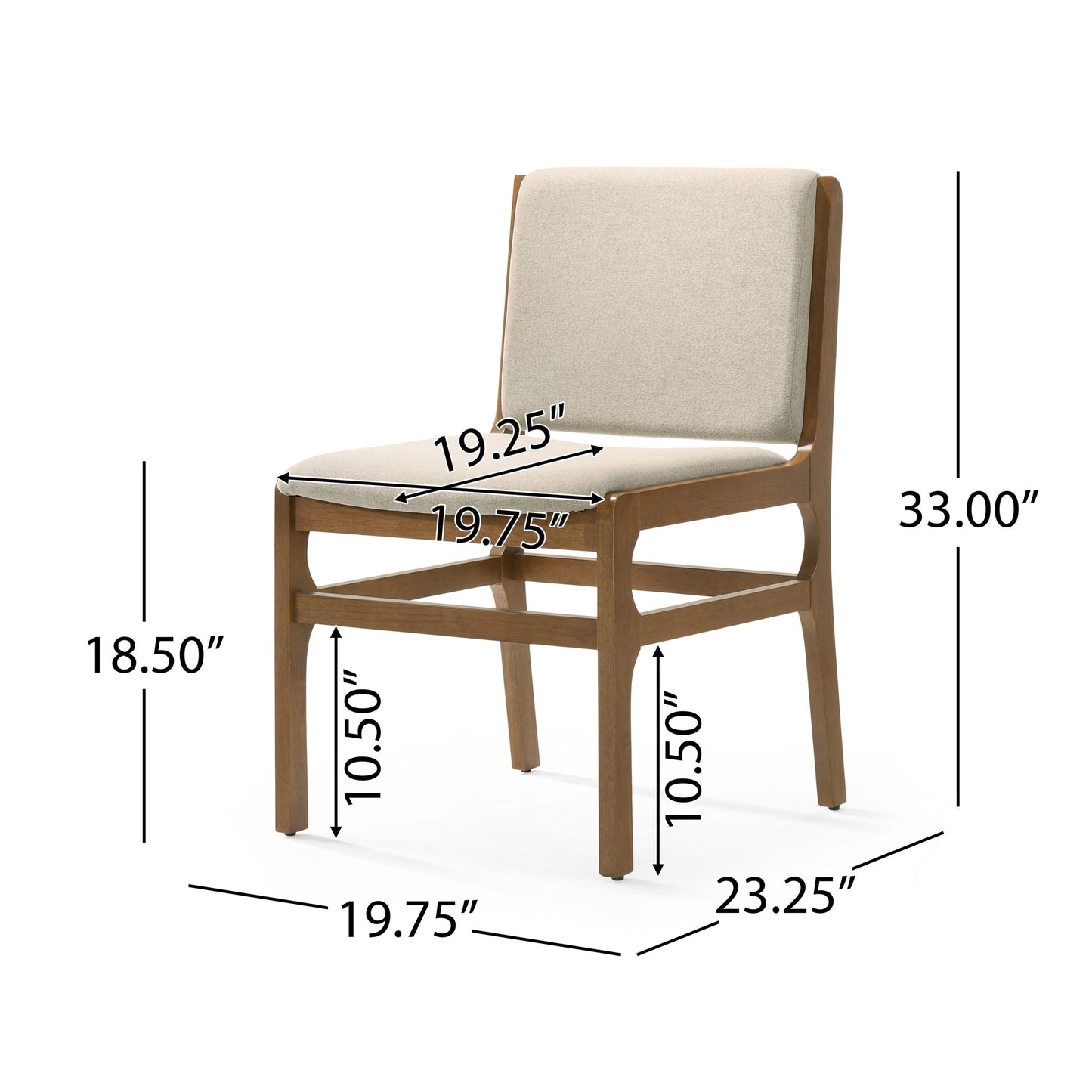 Contemporary Dining Chair Set Upholstered Fabric With Rubberwood Frame
