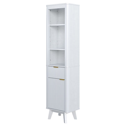 Tall Bathroom Storage Cabinet With Adjustable Shelves And 1 Drawer & Door