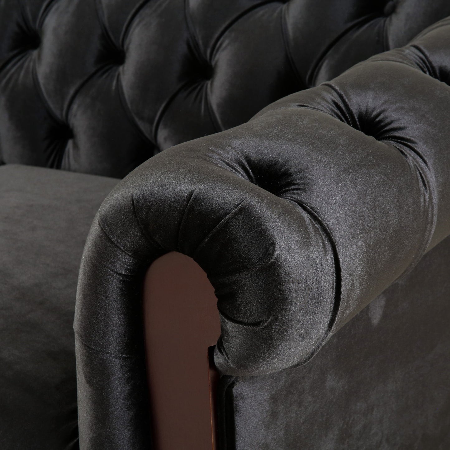 Chesterfield Loveseat Sofa, 2 Person Rolled Arm Upholstered Couch