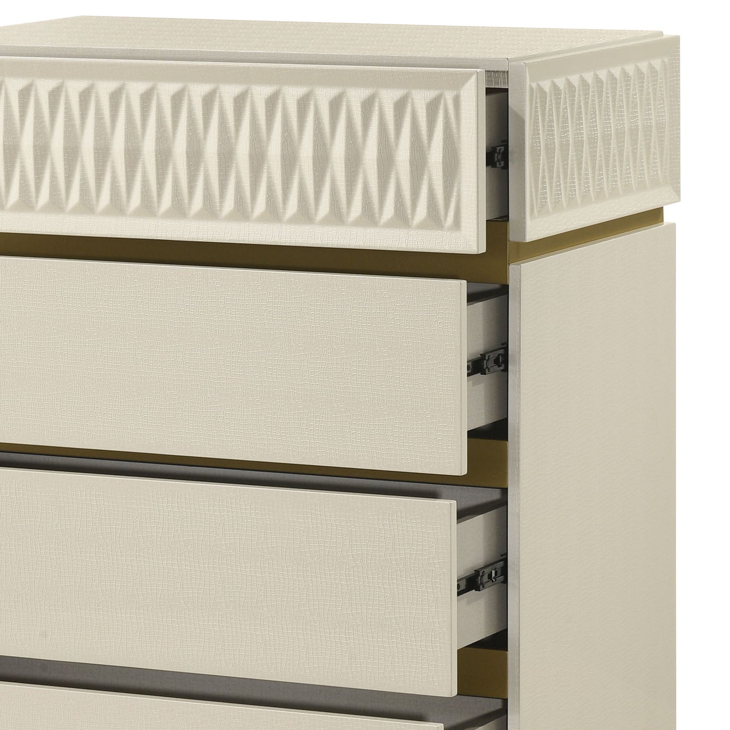 Stanley - 5 Drawer Chest With Crocodile Texture - Gray