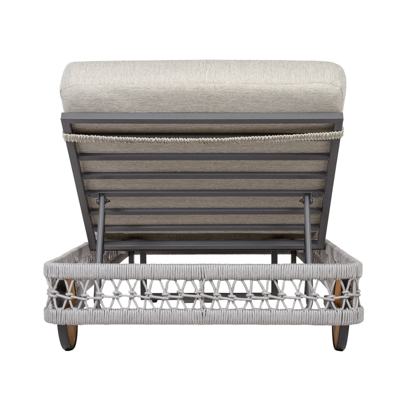 Outdoor Chaise Lounge With Wheels, 5 Position Adjustable Backrest