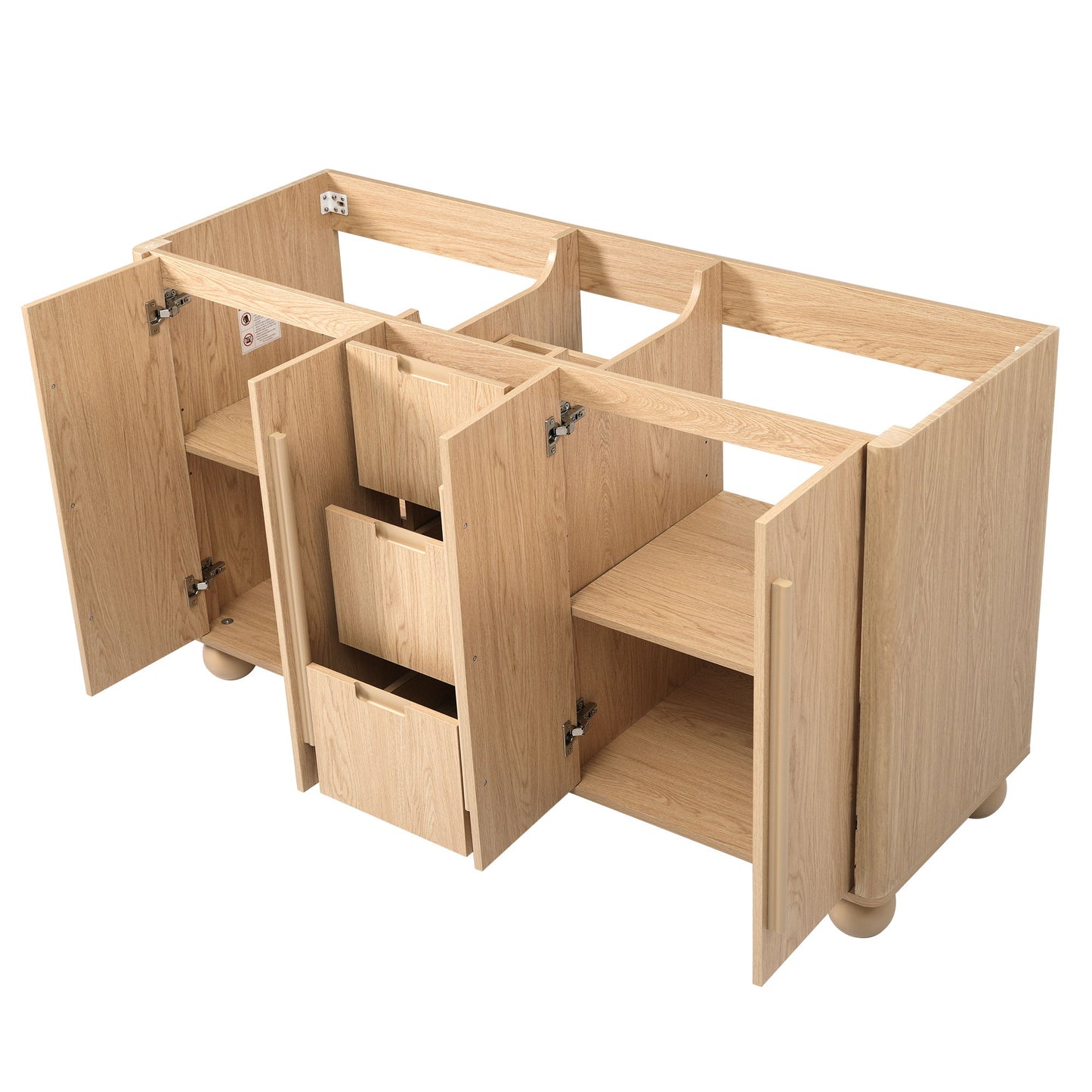 Bathroom Vanity Cabinet Only, 3 Drawers 4 Doors, Soft Close, Adjustable Shelf - Wood