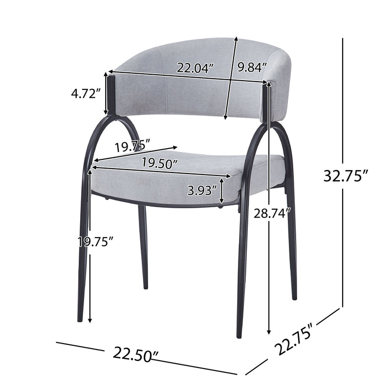 Modern Upholstered Dining Chairs With Metal Legs - Gray