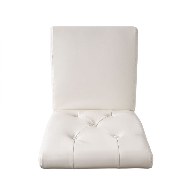 Carter - Silla de comedor 5 Tuft con respaldo capitoné y patas color espresso - Marfil