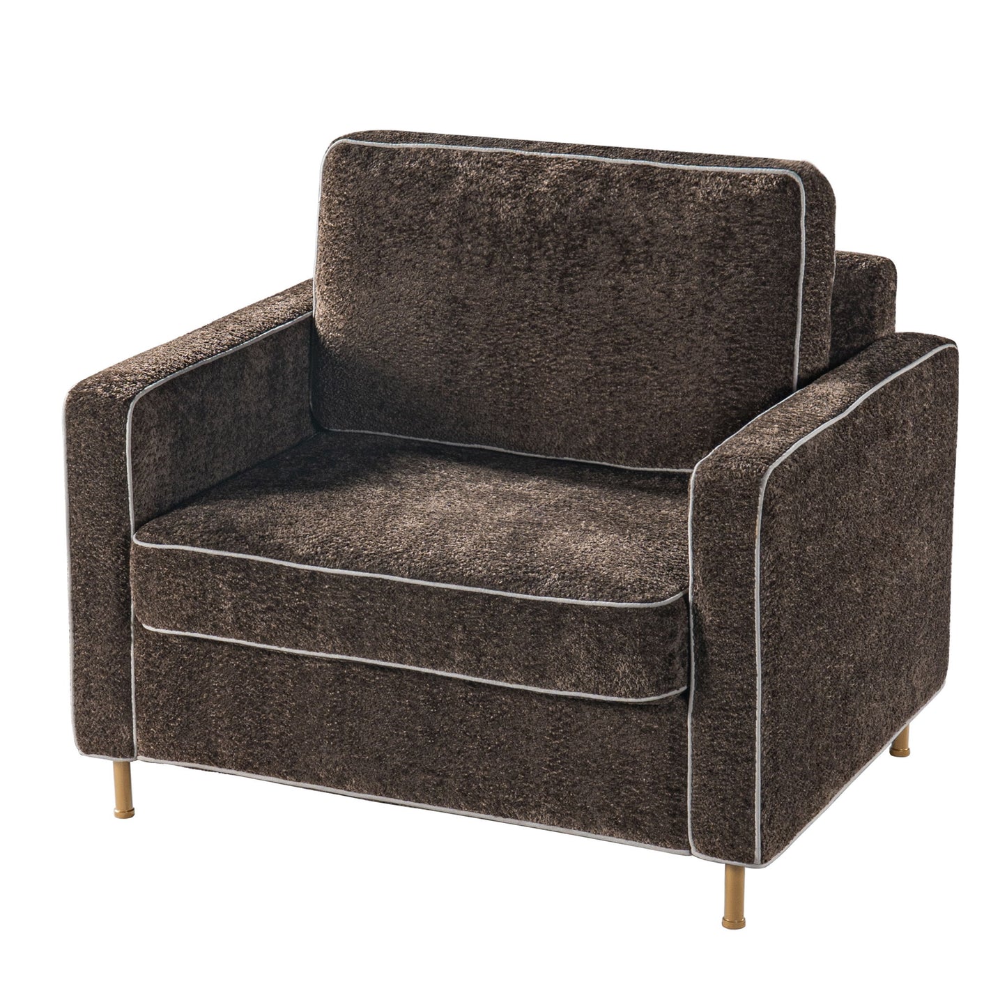 Accent Chair Upholstered Single Sofa With Square Arms, Sewn Pillow Back For Living Room