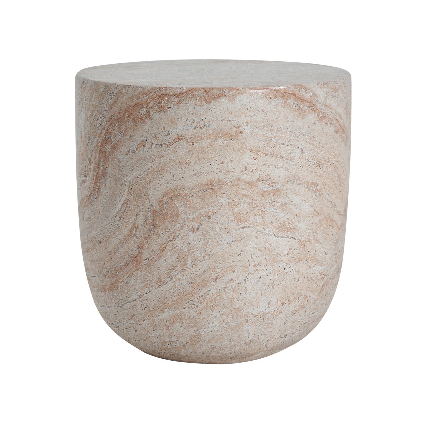 Outdoor / Indoor, Lightweight Concrete Side Table With Travertine - Beige