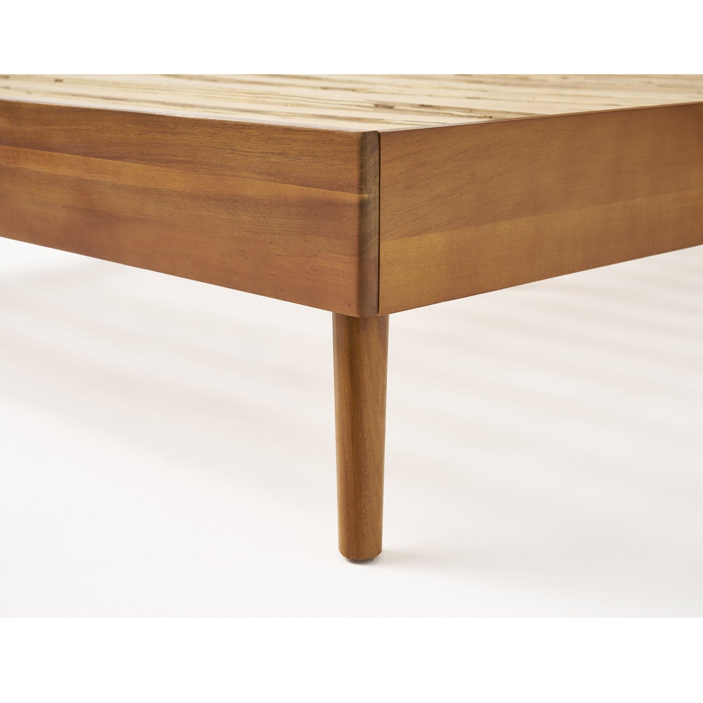 Okioki - Mid-Century Natural Stained Solid Acacia Wood Bed