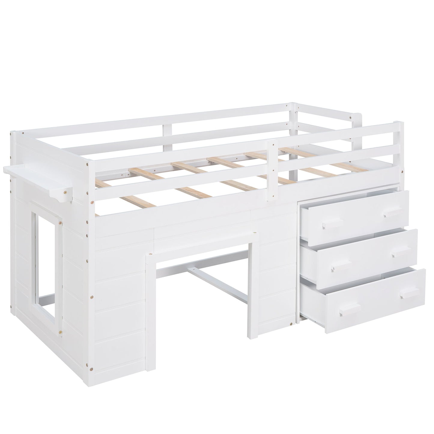 Loft Bed With Cabinet And Shelf