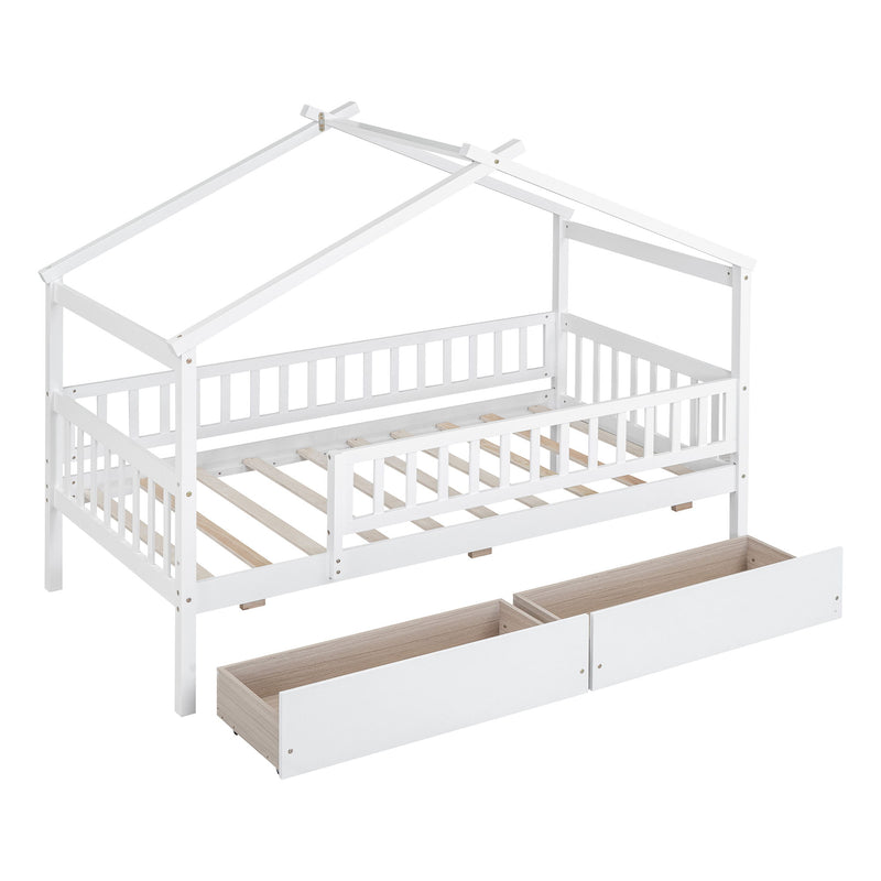 House Bed With 2 Drawers