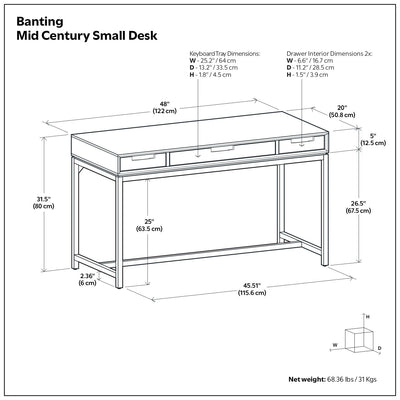 Banting - Small Desk - Walnut Brown
