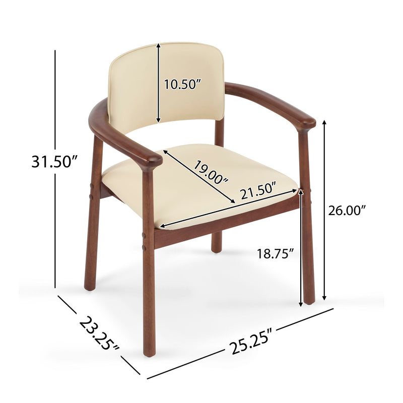 Sillas de comedor, ideales para el hogar y la cocina (juego de 2) - Beige / Nogal oscuro