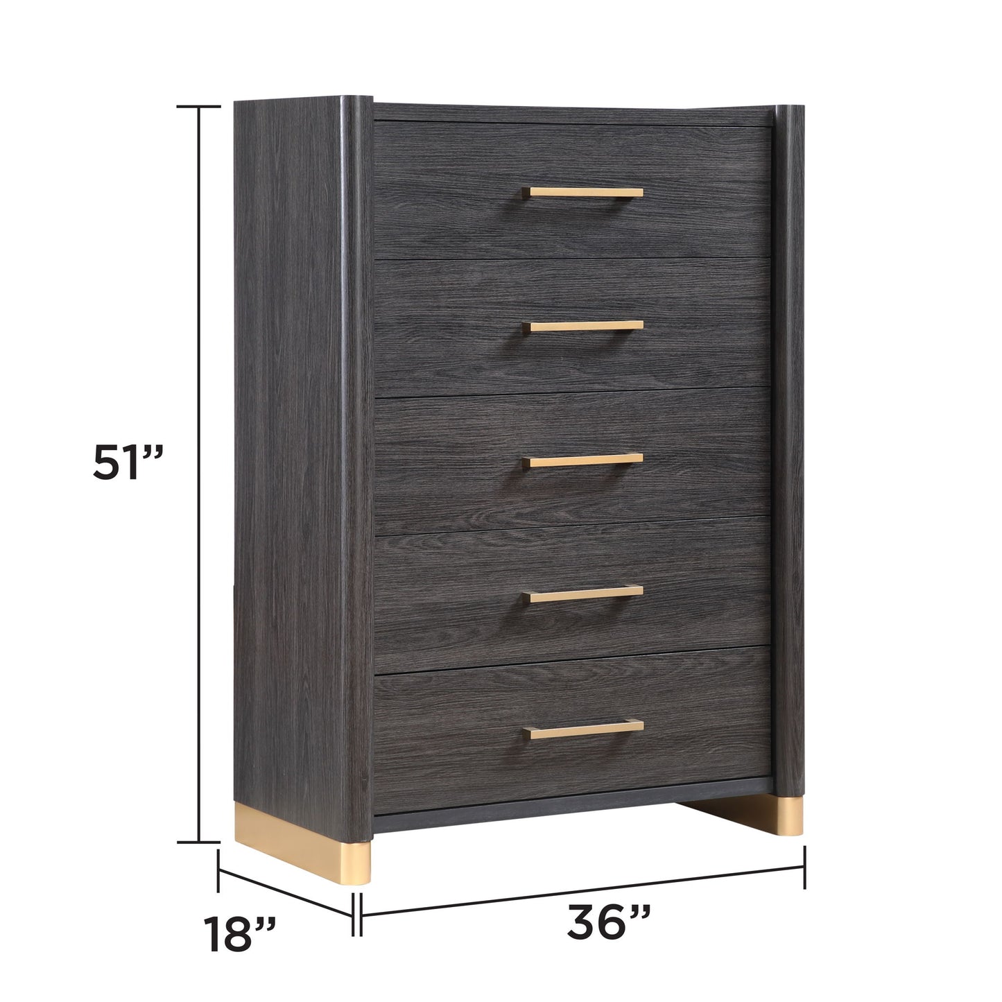 Clifton - 5 Drawer Chest - Espresso