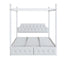 Queen Size Canopy Platform Bed With Upholstered Headboard And 2 Storage Drawers - White