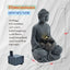 Zen - 2 Tier Meditating Buddha Water Fountain With Pump & LED Light - Gray