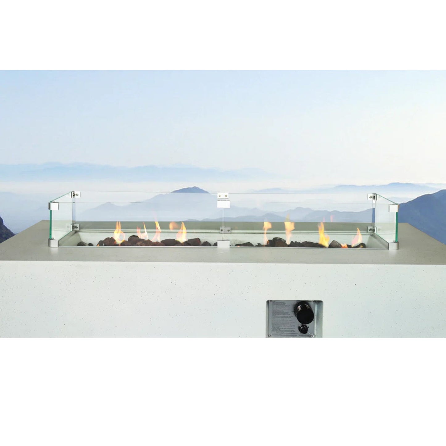 Rectangular Propane Fire Pit Table With Fiber Reinforcement And Adjustable Flame Control - Gray