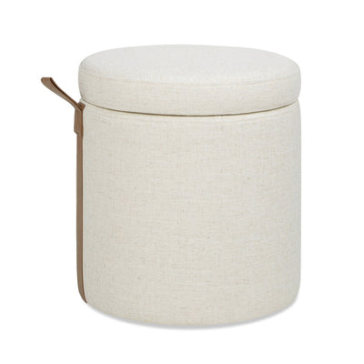 Brandy - Round Upholstered Storage Ottoman With Accent