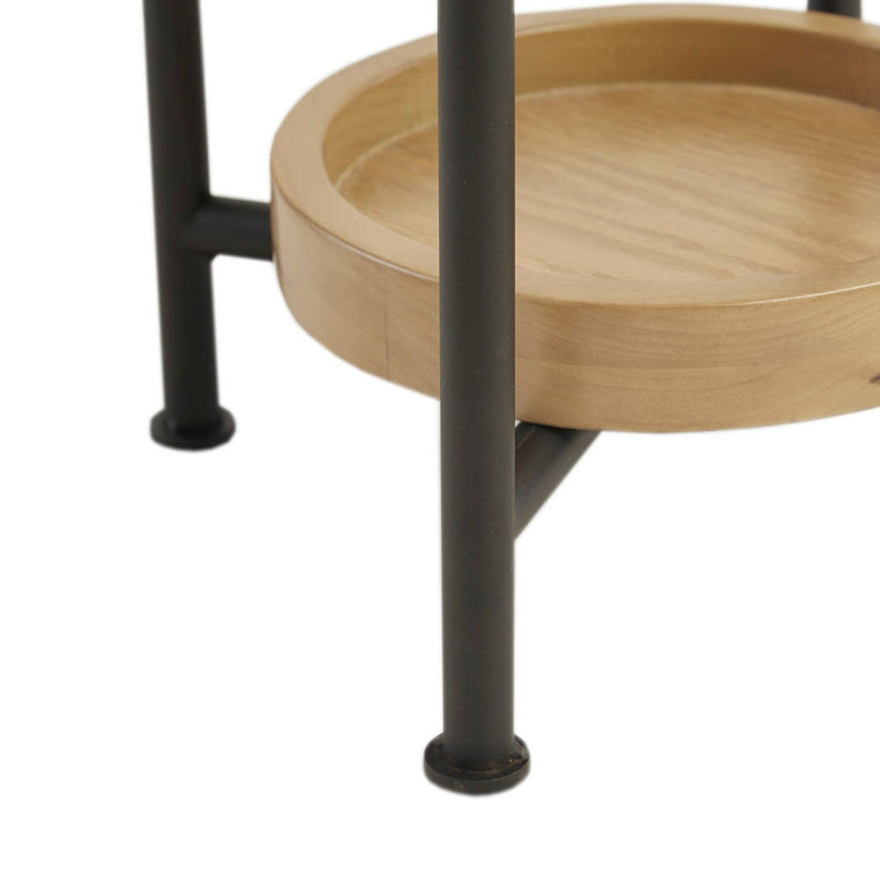 Oval End Table - White / Natural