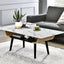 Landon - Coffee Table With Glass Marble Texture Top And Bent Wood Design
