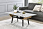 Landon - Coffee Table With Glass Marble Texture Top And Bent Wood Design