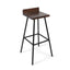 Outdoor Bar Stool With Low Backrests And Wood Seats (Set of 2) - Dark Brown / Black
