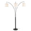 Royal - 3 Arm Arc Floor Lamp, Oil Rubbed Bonze With Linen Shade, 4 Way Rotary Switch - Oil-Rubbed Bronze
