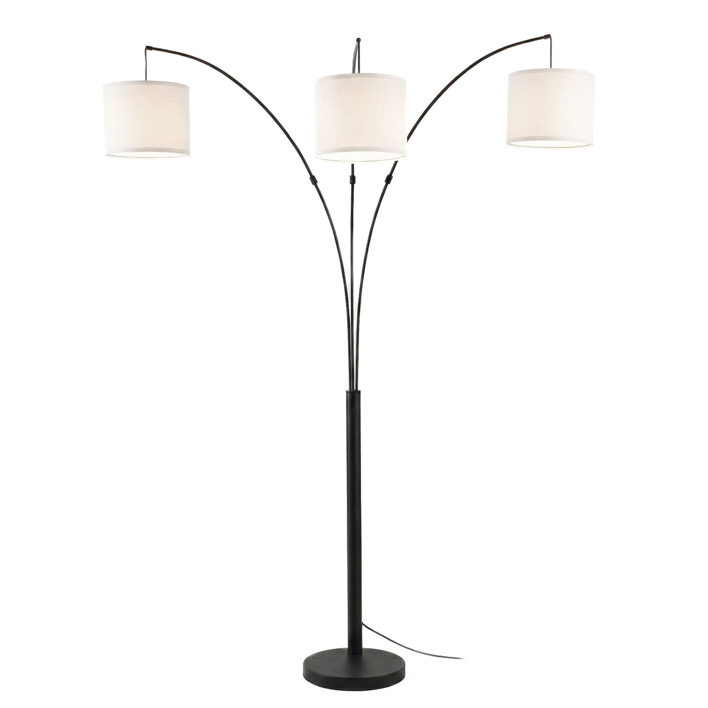 Royal - 3 Arm Arc Floor Lamp, Oil Rubbed Bonze With Linen Shade, 4 Way Rotary Switch - Oil-Rubbed Bronze