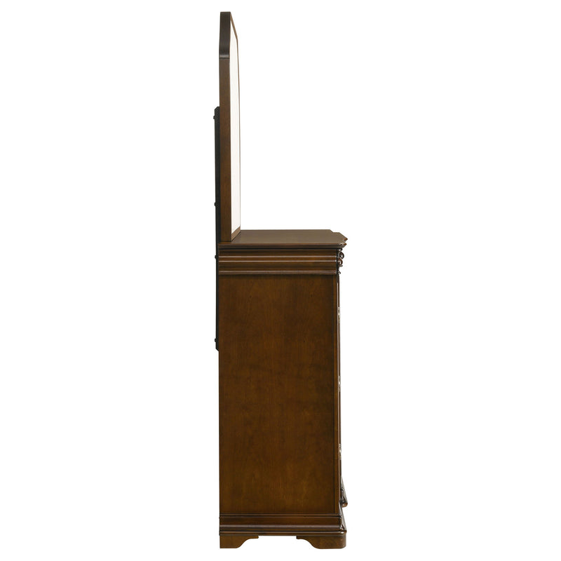 Leonide - 9 Drawer Dresser With Mirror - Cherry