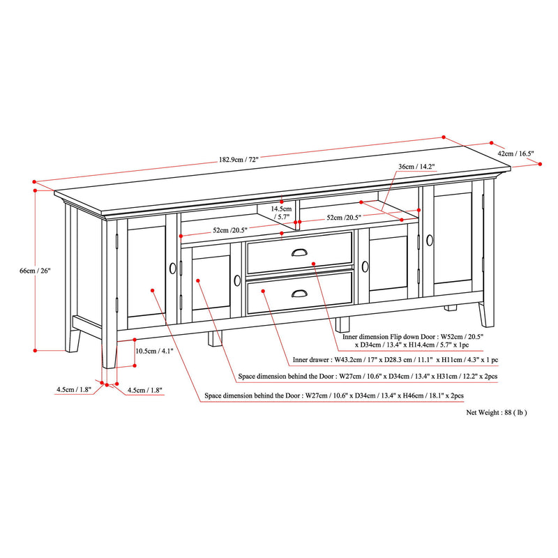 Redmond - TV Media Stand - Rustic Natural Aged Brown