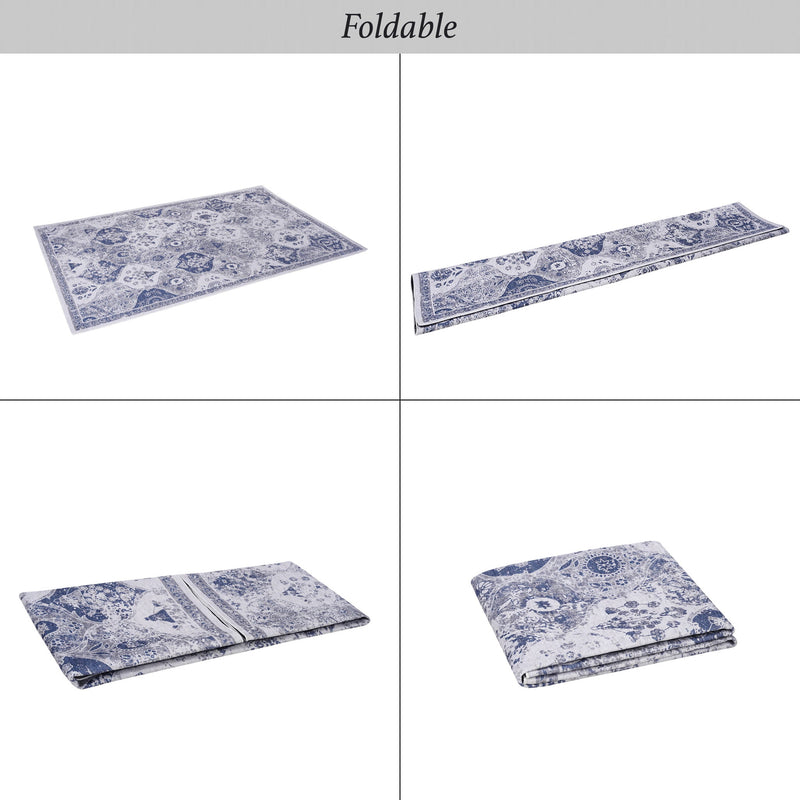 Maval - 6' X 9' Washable Area Rug - Blue