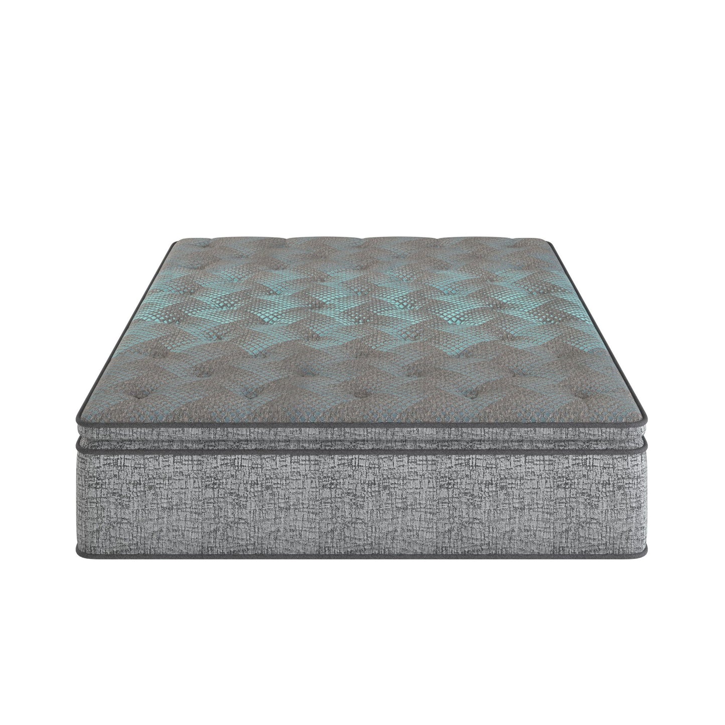 Comfort Care - 12" Hybrid Euro Top Mattress, Plush Comfort With Individual Pocketed Coil - Gray / Blue - Twin
